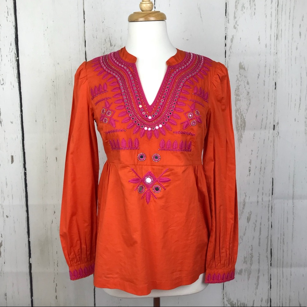NWT Tory Burch Claudia Tunic Pink Orange - Picture 3 of 8